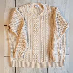 Amazon Essentials Fisherman Cable Crewneck Sweater, Ivory, XXL